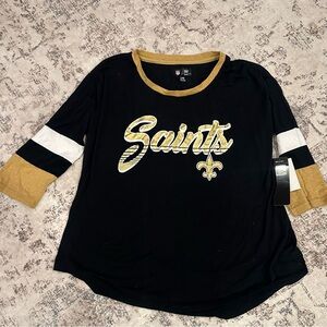 NWT NFL Team Apparel New Orleans Saints Black Top with Gold and White Accents